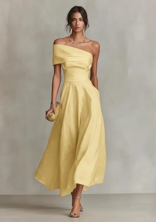 Estella One Shoulder Maxi Wedding Guest Dress