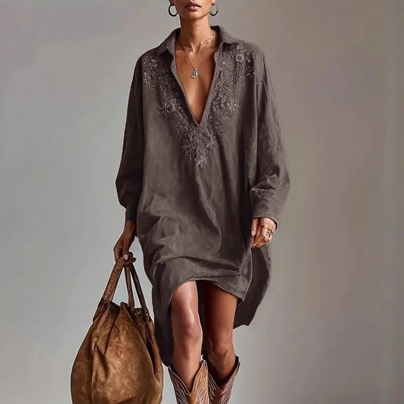 Amara Deep V Neck Dress