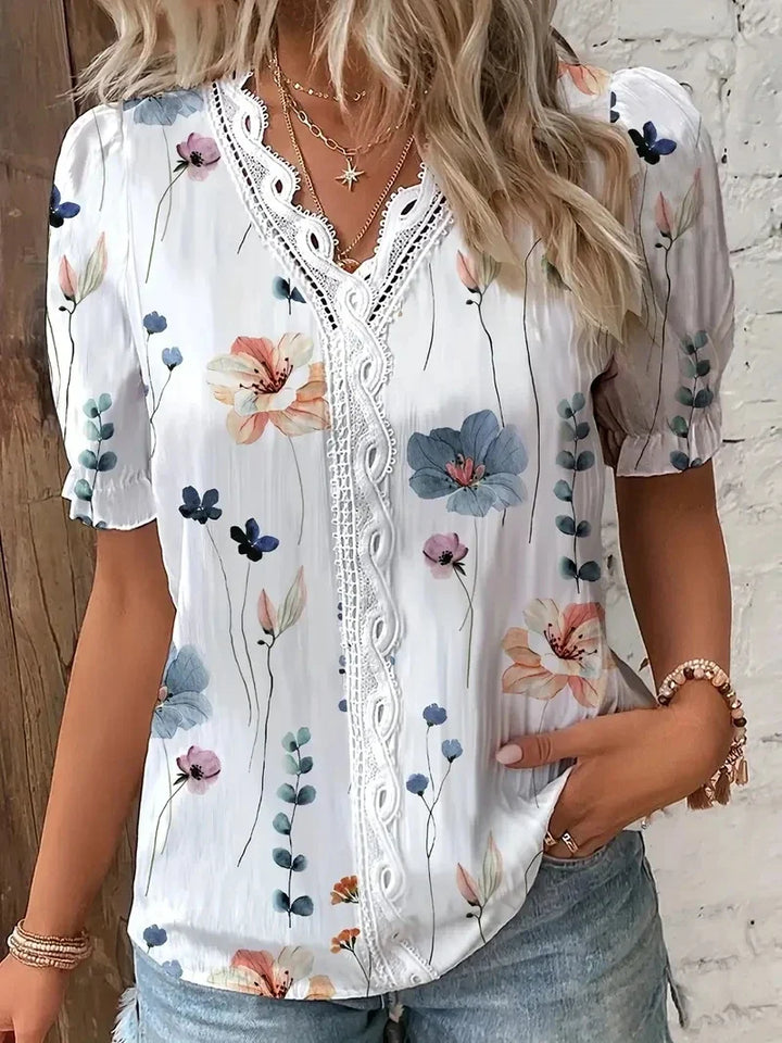 Audrey Floral V Neck Blouse