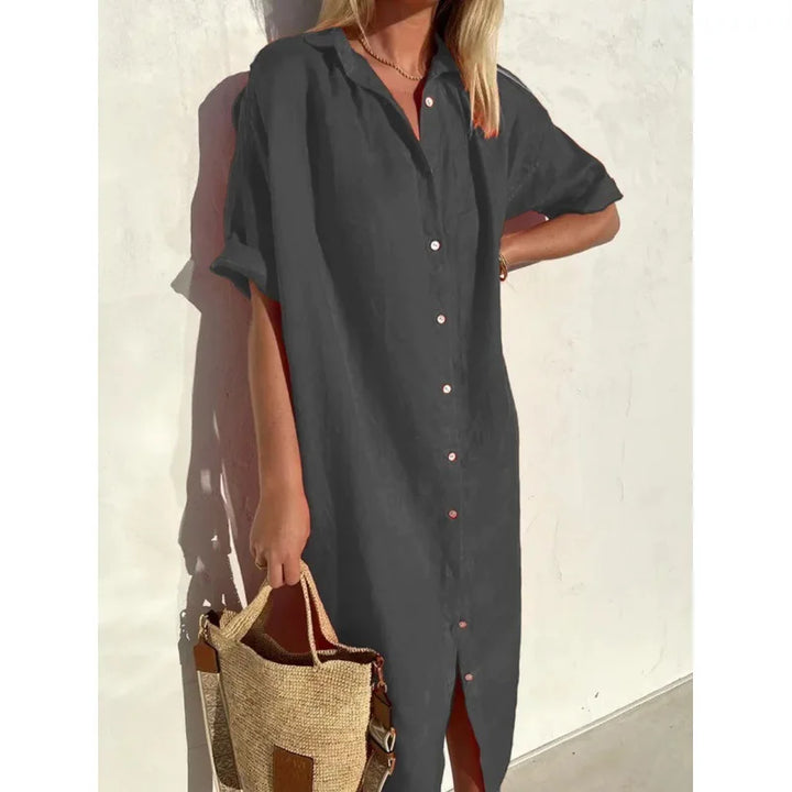 Leslie Button Front Midi Dress