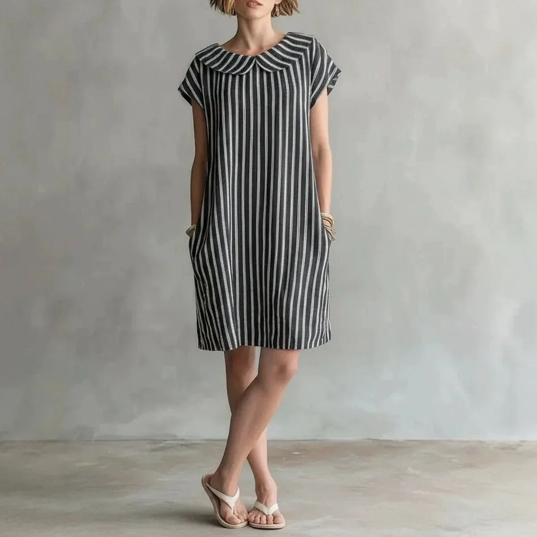 Valerie Striped Casual Shift Mini Dress