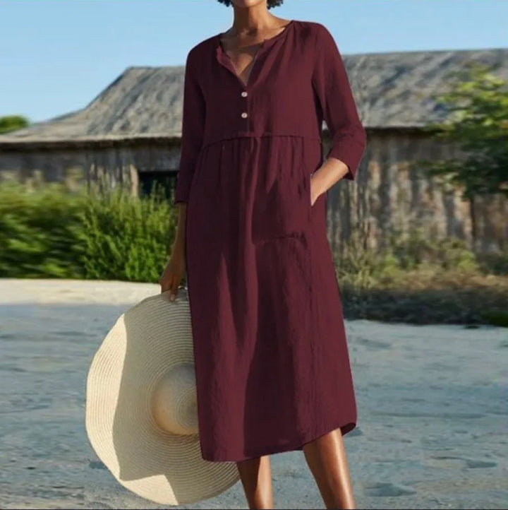 Sansa Pocket Linen Midi Dress