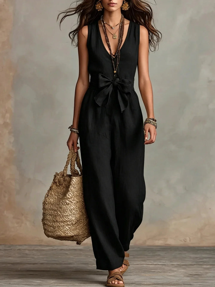 Liora Front Tie Linen Jumpsuit