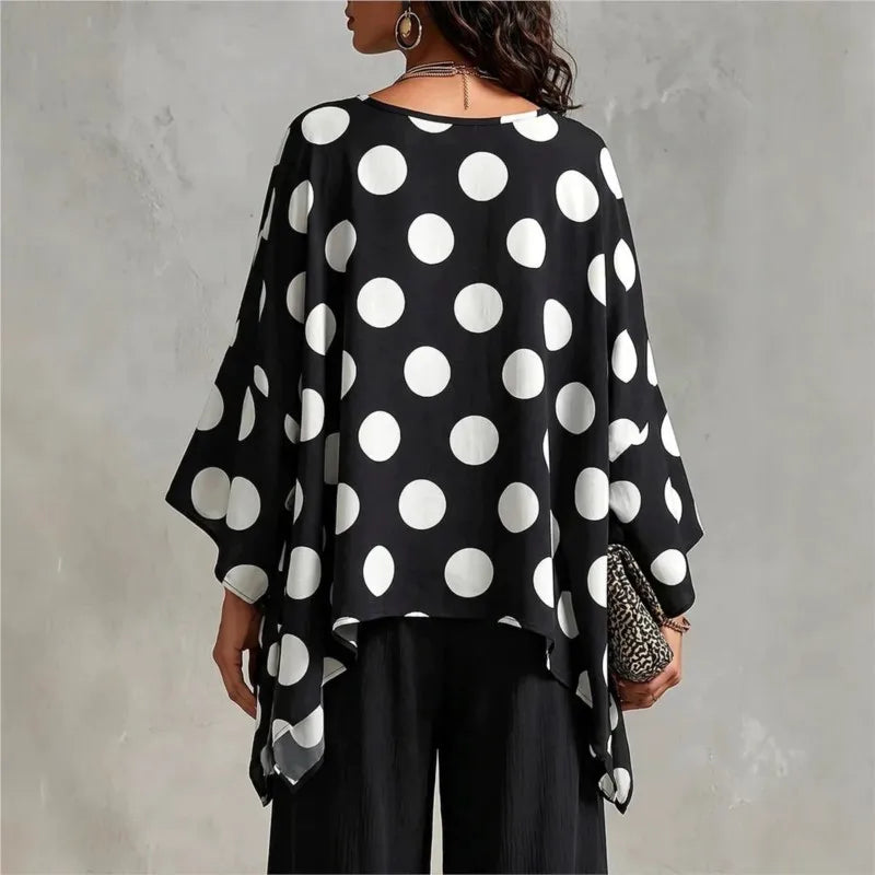 Sienna Asymmetrical Polka Dot Blouse