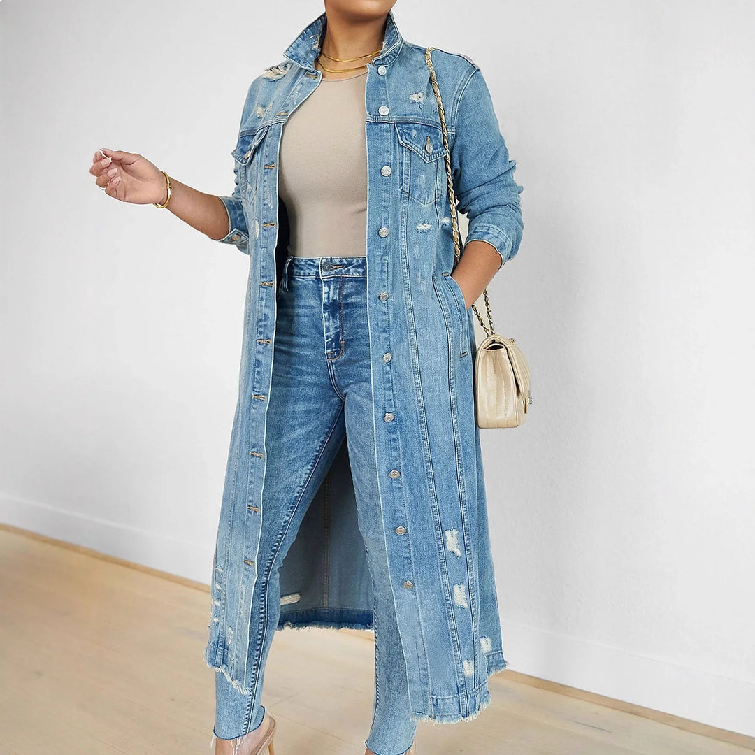 Palma Distressed Denim Trench