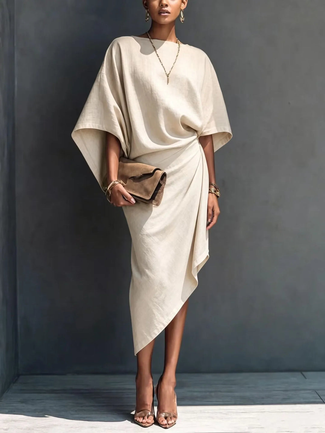 Thalia Batwing Sleeve Midi Dress