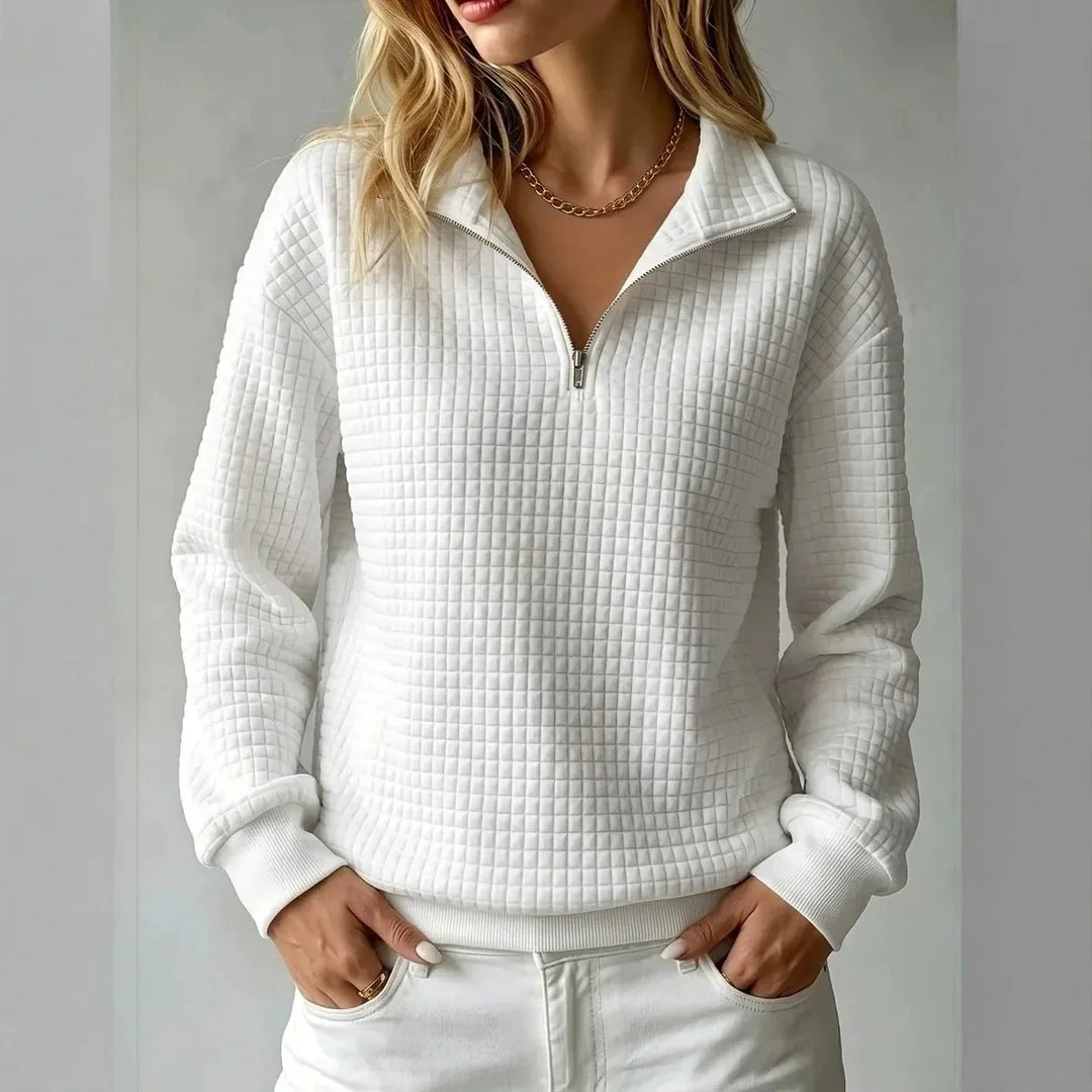 Leslie Waffle Half Zip Sweater