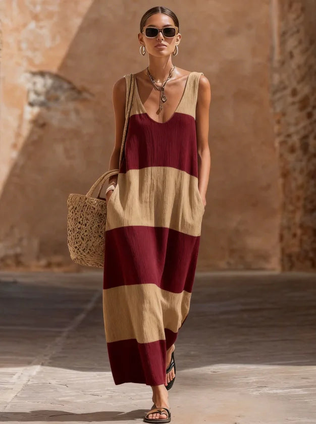 Arielle Striped Flowy Vacation Dress