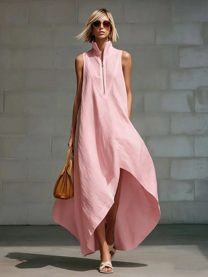 Elara Sleeveless Half Zip Long Dress