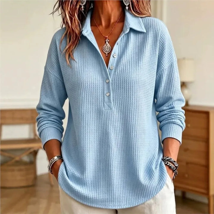 Marlow Waffle Knit Polo Sweater