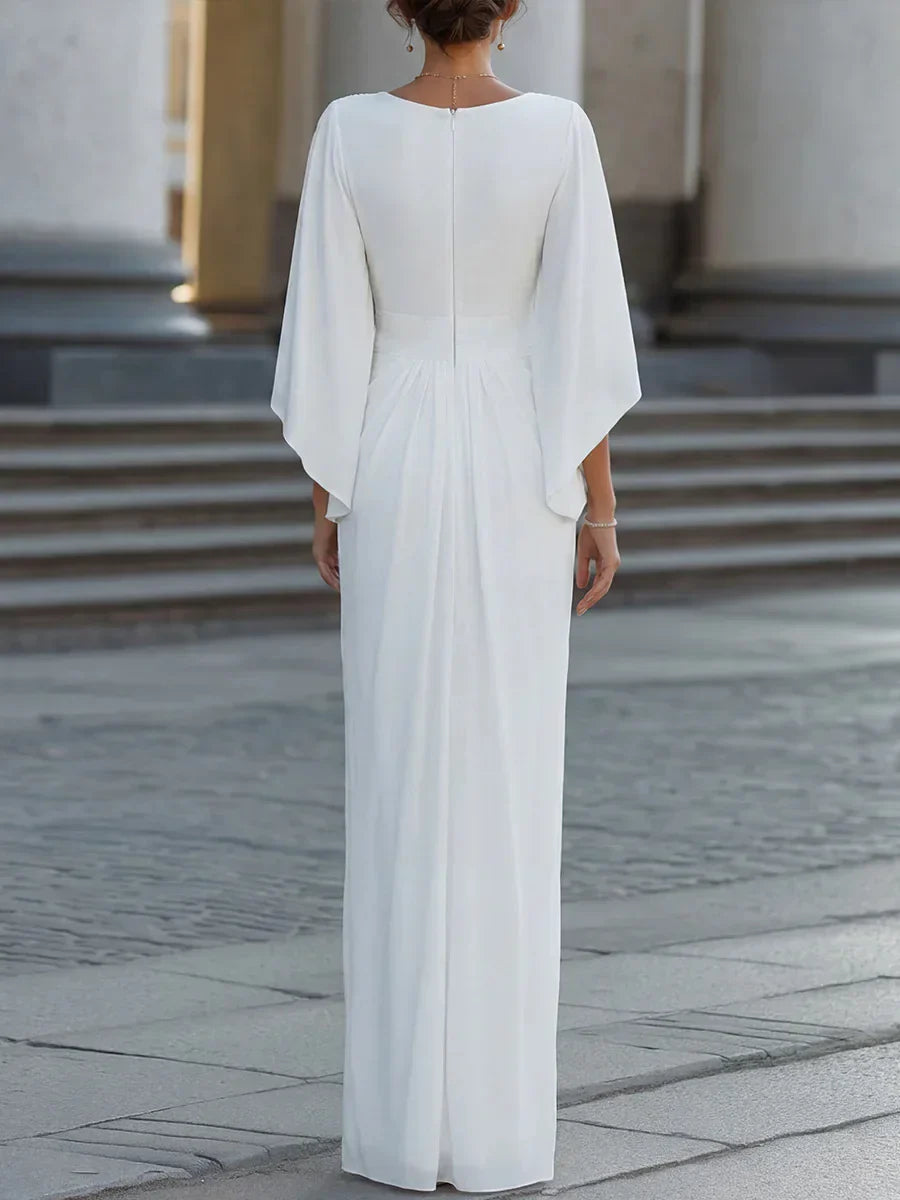 Solane Ruffle V Neck Dress