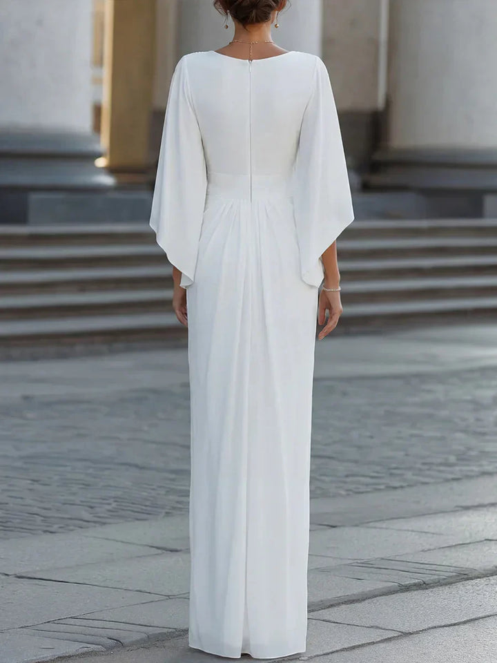 Solane Ruffle V Neck Dress