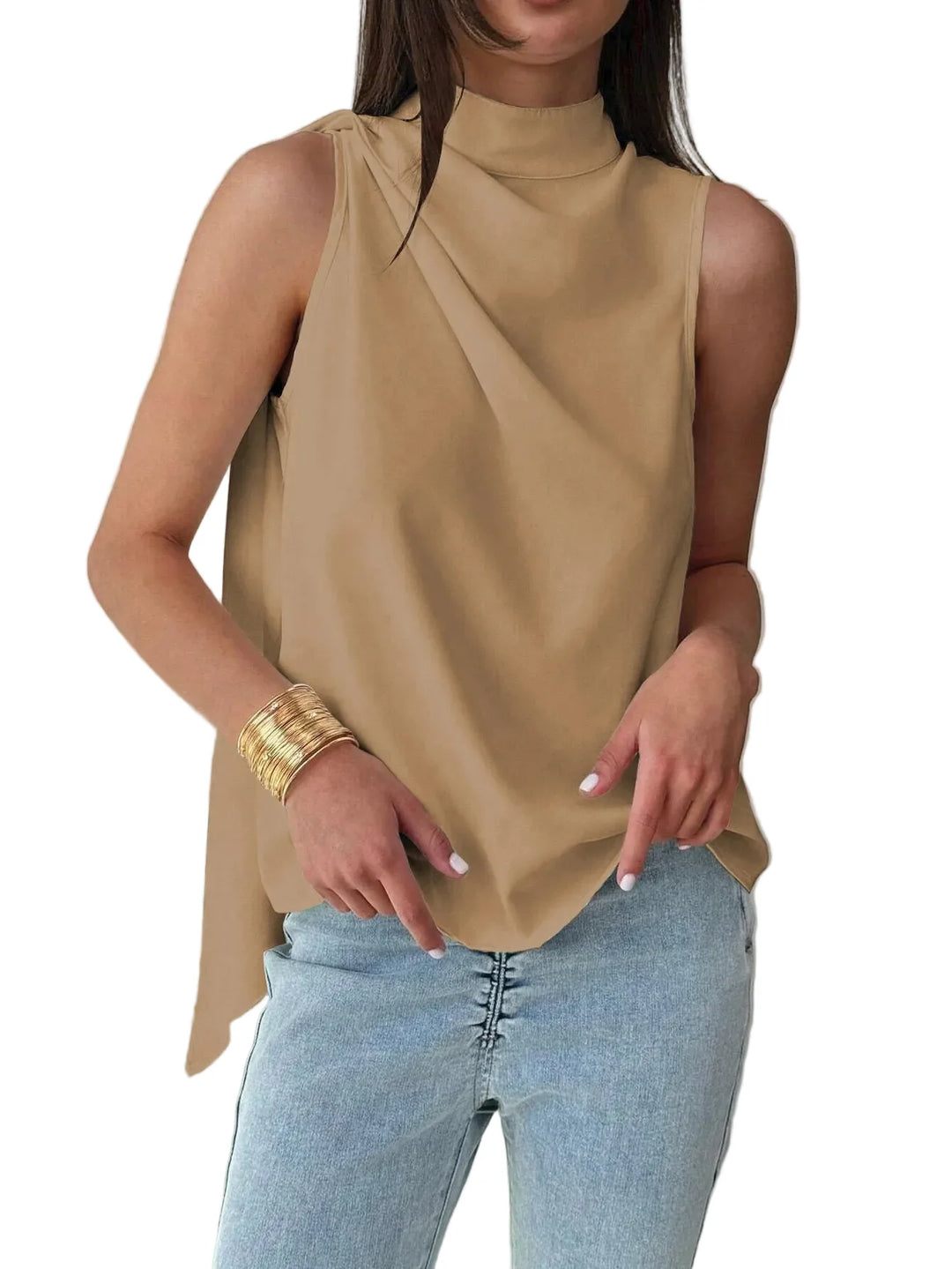 Zoey Elegant Sleeveless High Neck Blouse