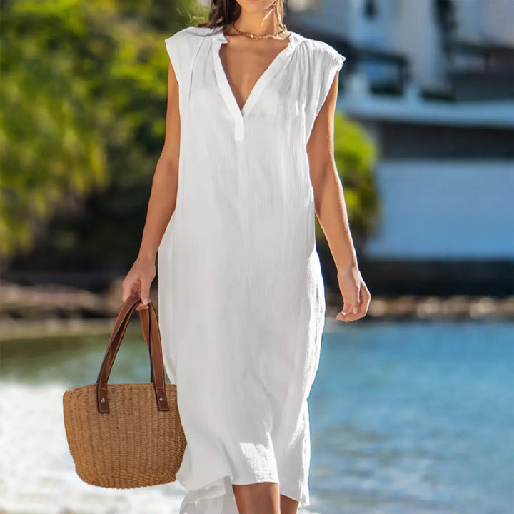 Phoebe Relaxed V Neck Midi Dress