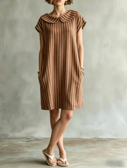 Arya Striped Peter Pan Collar Mini Dress
