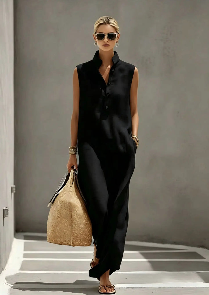 Ismerie Elegant Chic Linen Maxi Dress
