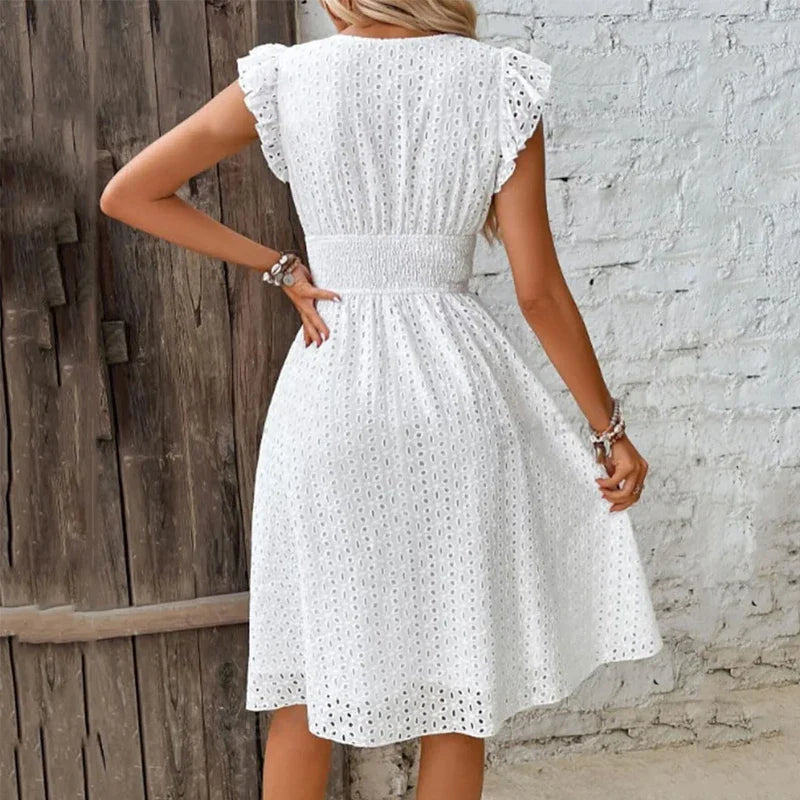 ElinaFlutter Sleeve Midi Dress