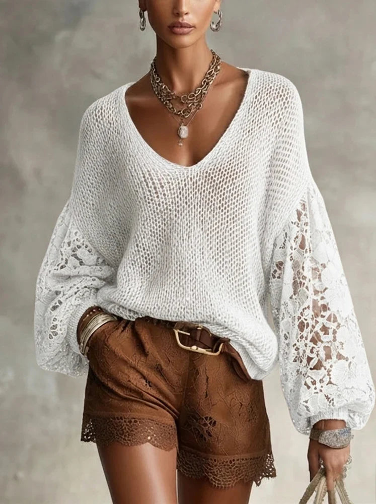 Fiona Lace V Neck Sweater