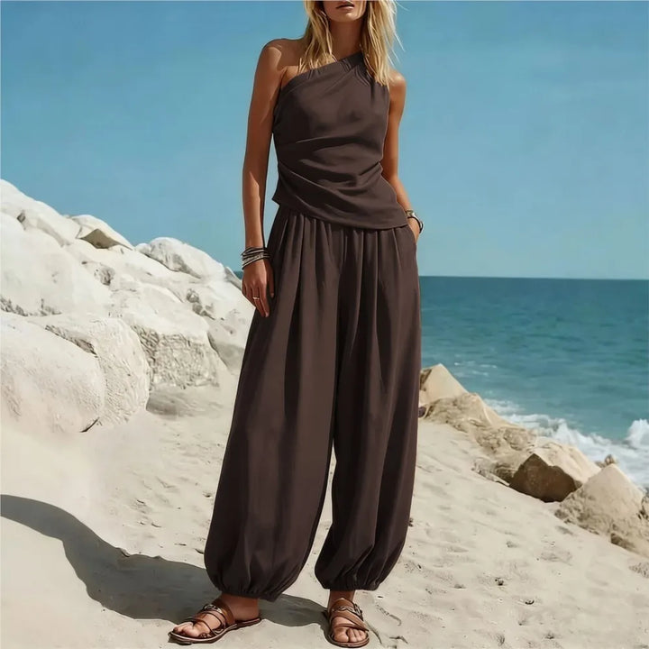 Perla One Shoulder Trouser Set