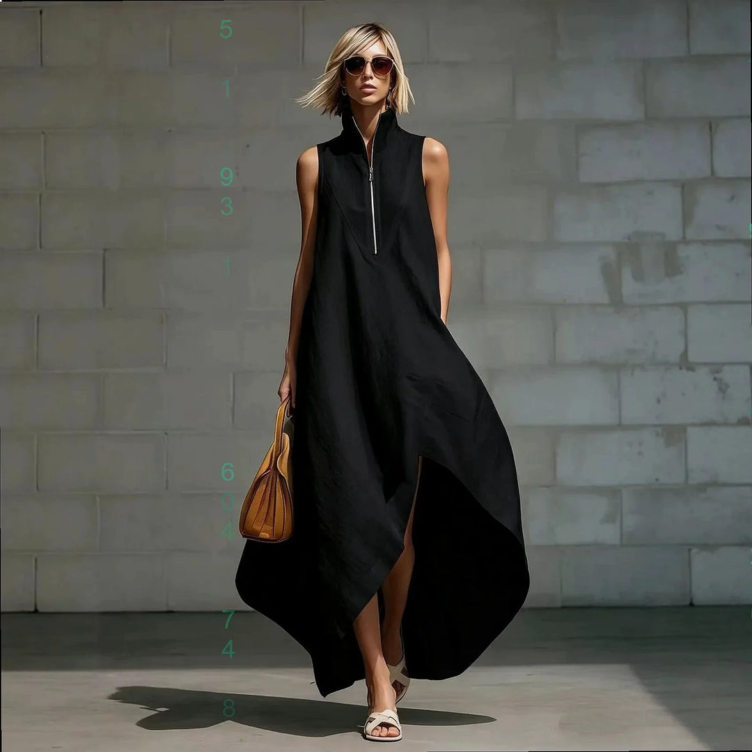 Elara Sleeveless Half Zip Long Dress