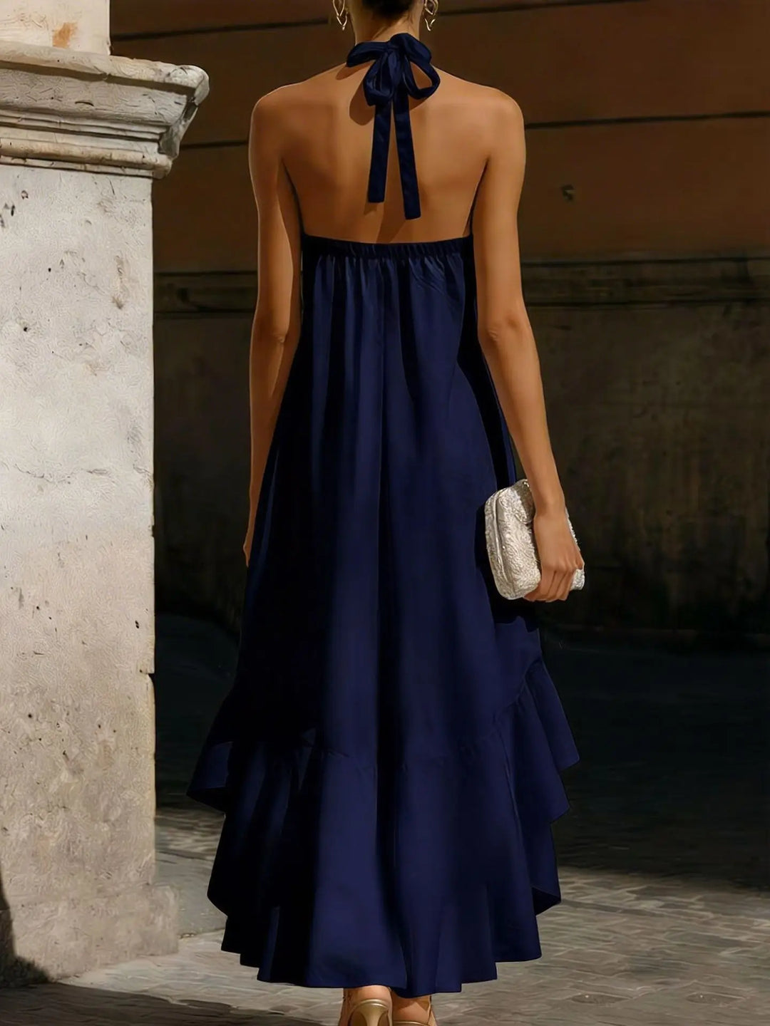Carter Flowing Halter Midi Dress