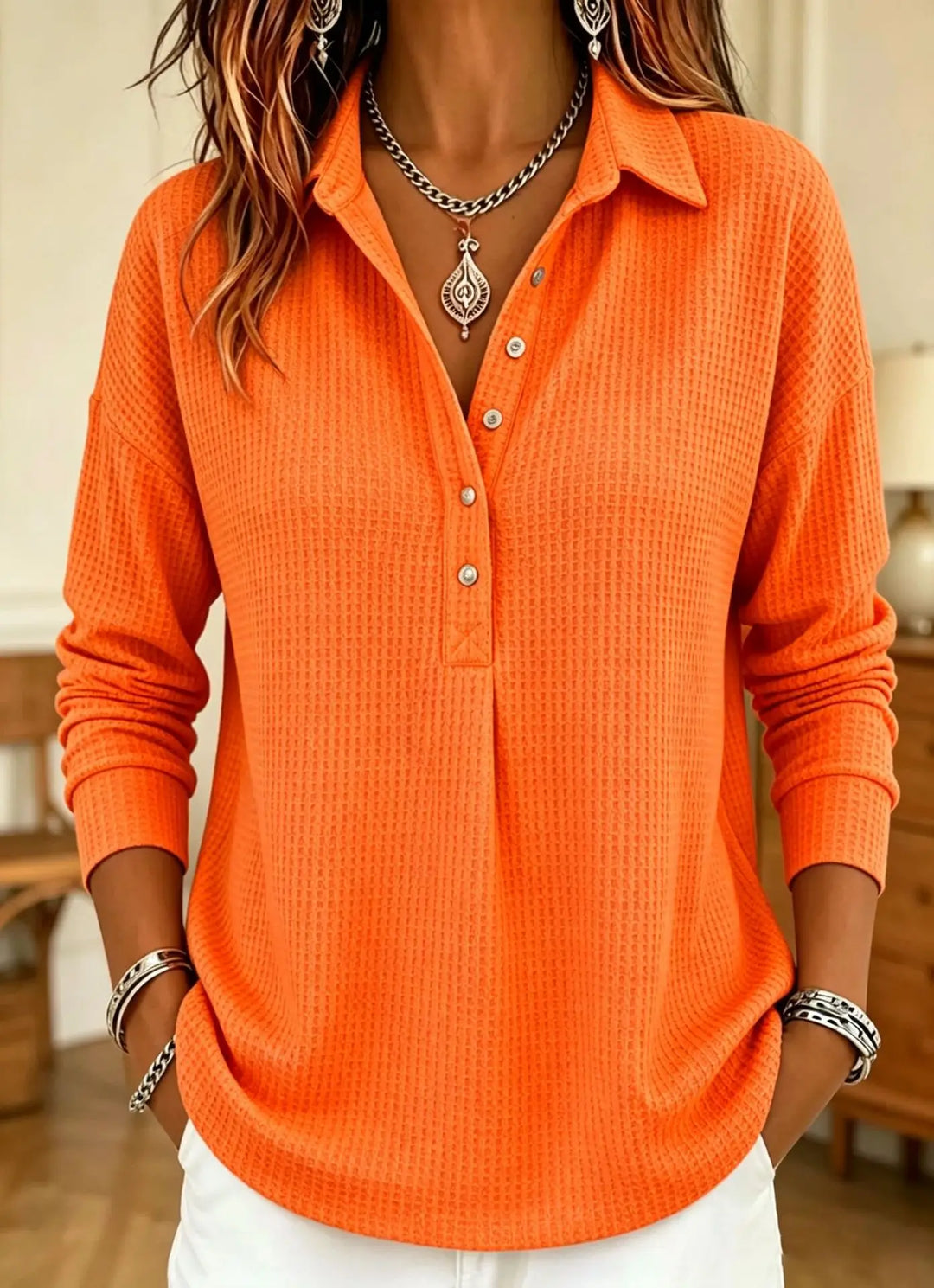 Marlow Waffle Knit Polo Sweater