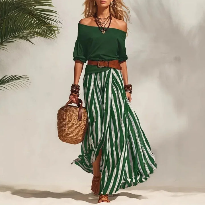 Elina Striped Maxi Skirt Set