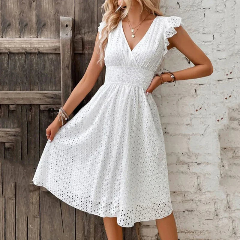 ElinaFlutter Sleeve Midi Dress