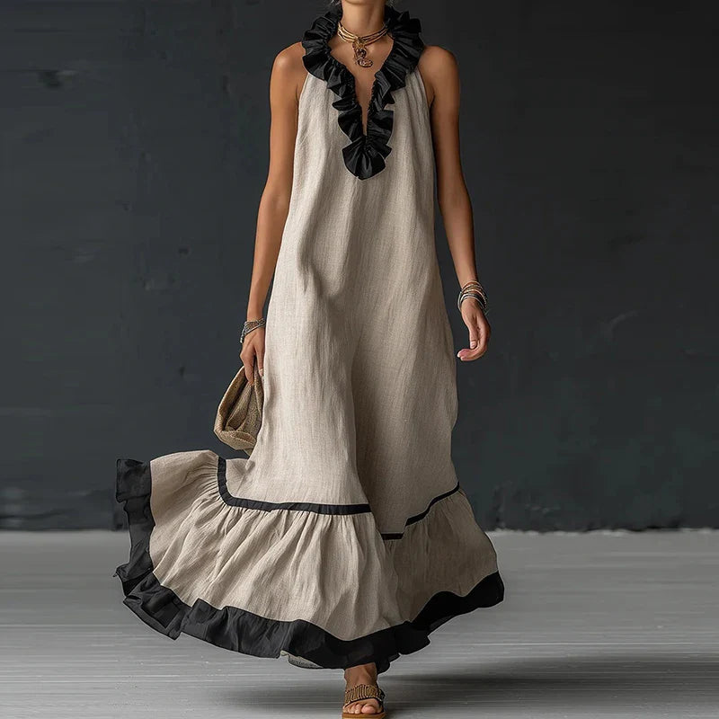 Ilyana Ruffle Trim Maxi Dress