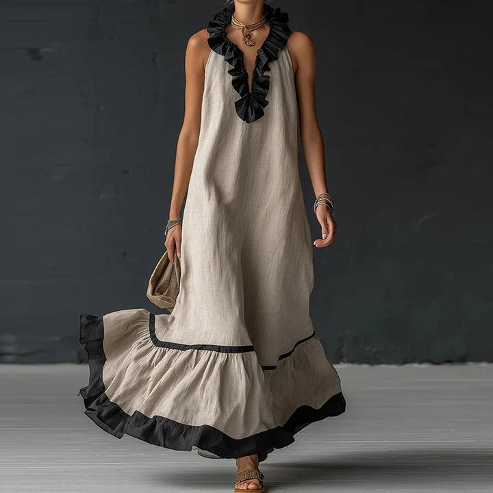 Ilyana Ruffle Trim Maxi Dress