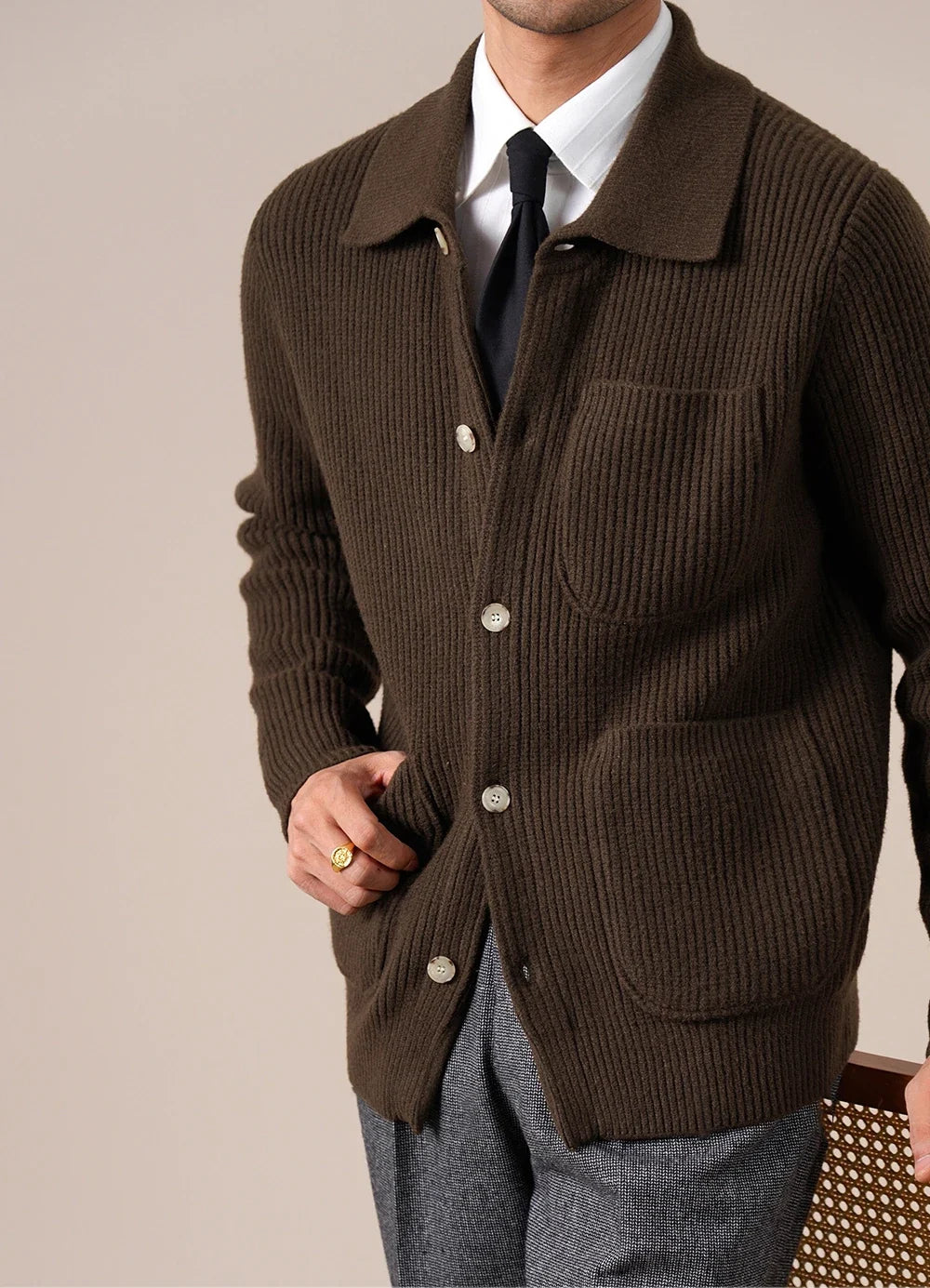 Bartholomew Ribbed Knit Cardigan