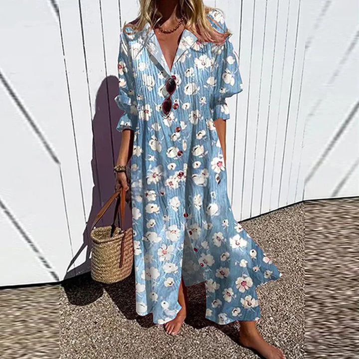Xenia Casual Printed Long Sleeve Maxi Dress