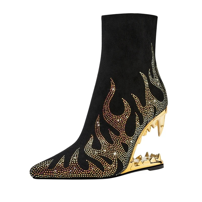 Agnes Rhinestone Heel Boots
