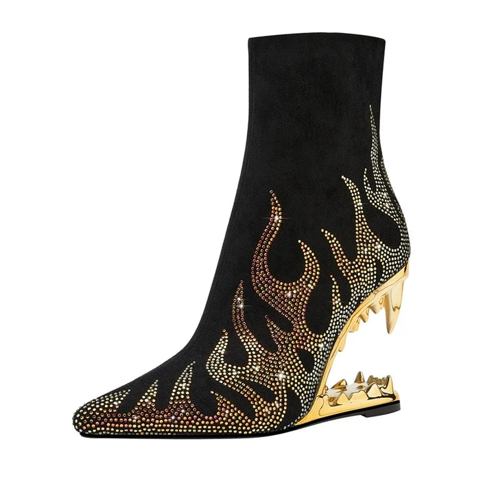 Agnes Rhinestone Heel Boots