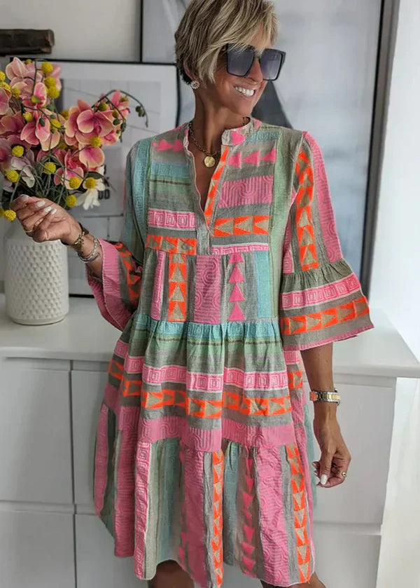 Genevra Elegant V-Neck Summer Dress