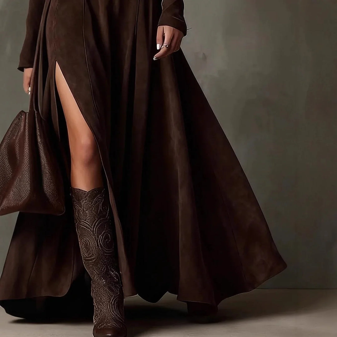 Amaris Turtleneck Slit Maxi Dress