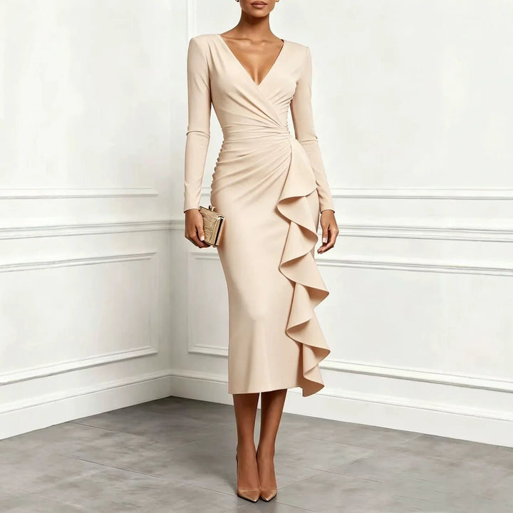 Seraphine Ruffle Front Midi Dress