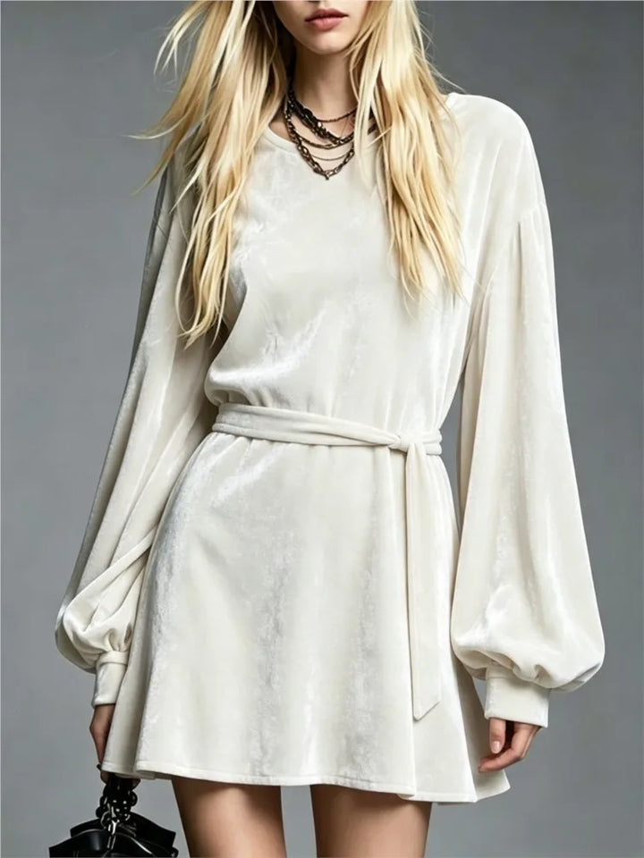 Corinne Tie Waist Velvet Dress