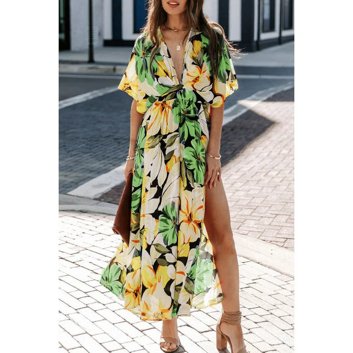 Liora Floral Side Slit Spring Maxi Dress