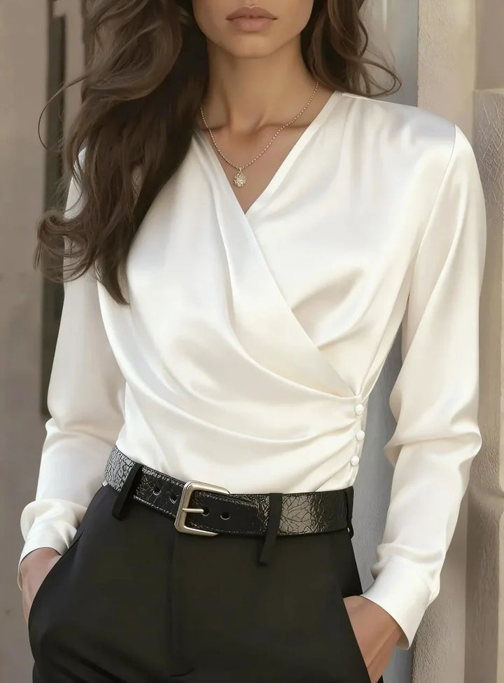 Elise Elegant Draped Satin Blouse