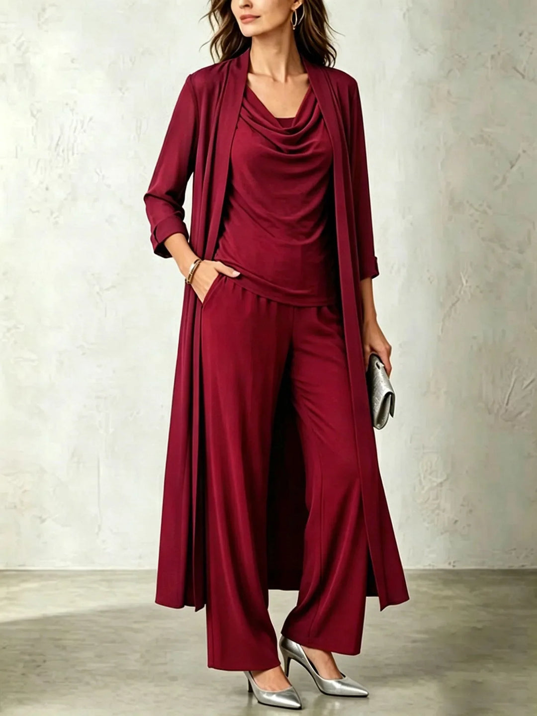 Rosana Cowl Neck Three Piece Set