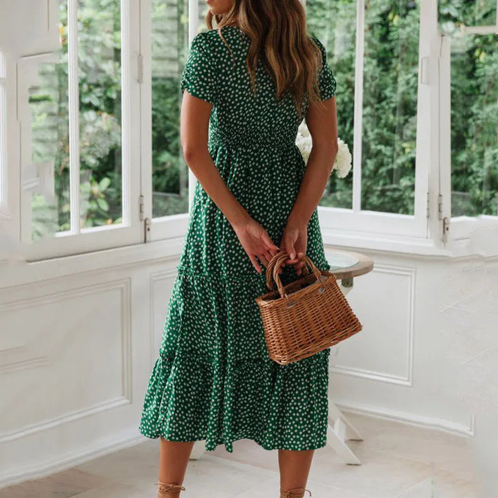 Aleena Floral Puff Sleeve Midi Dress