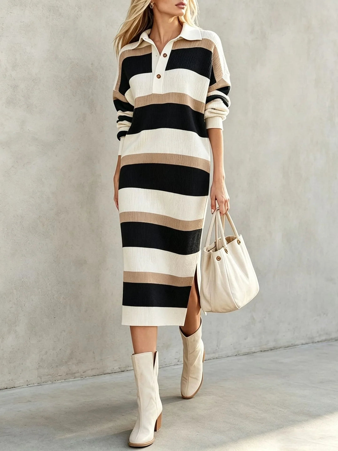 Kinsley Striped Polo Midi Dress