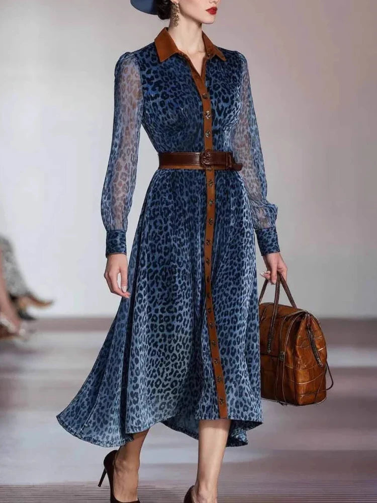 Ginevra Printed Mesh Midi Dress