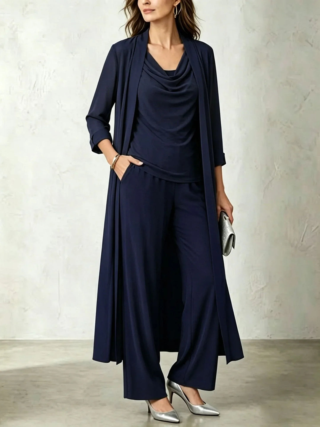 Rosana Cowl Neck Three Piece Set