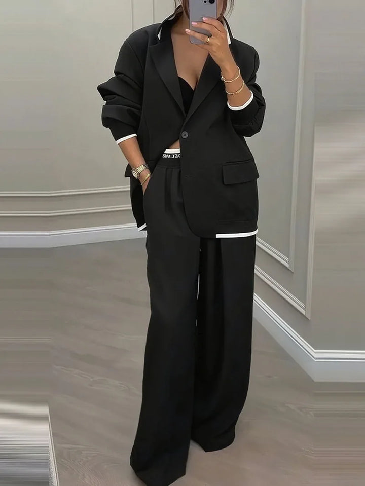 Coralline Contrast Trim Pant Suit