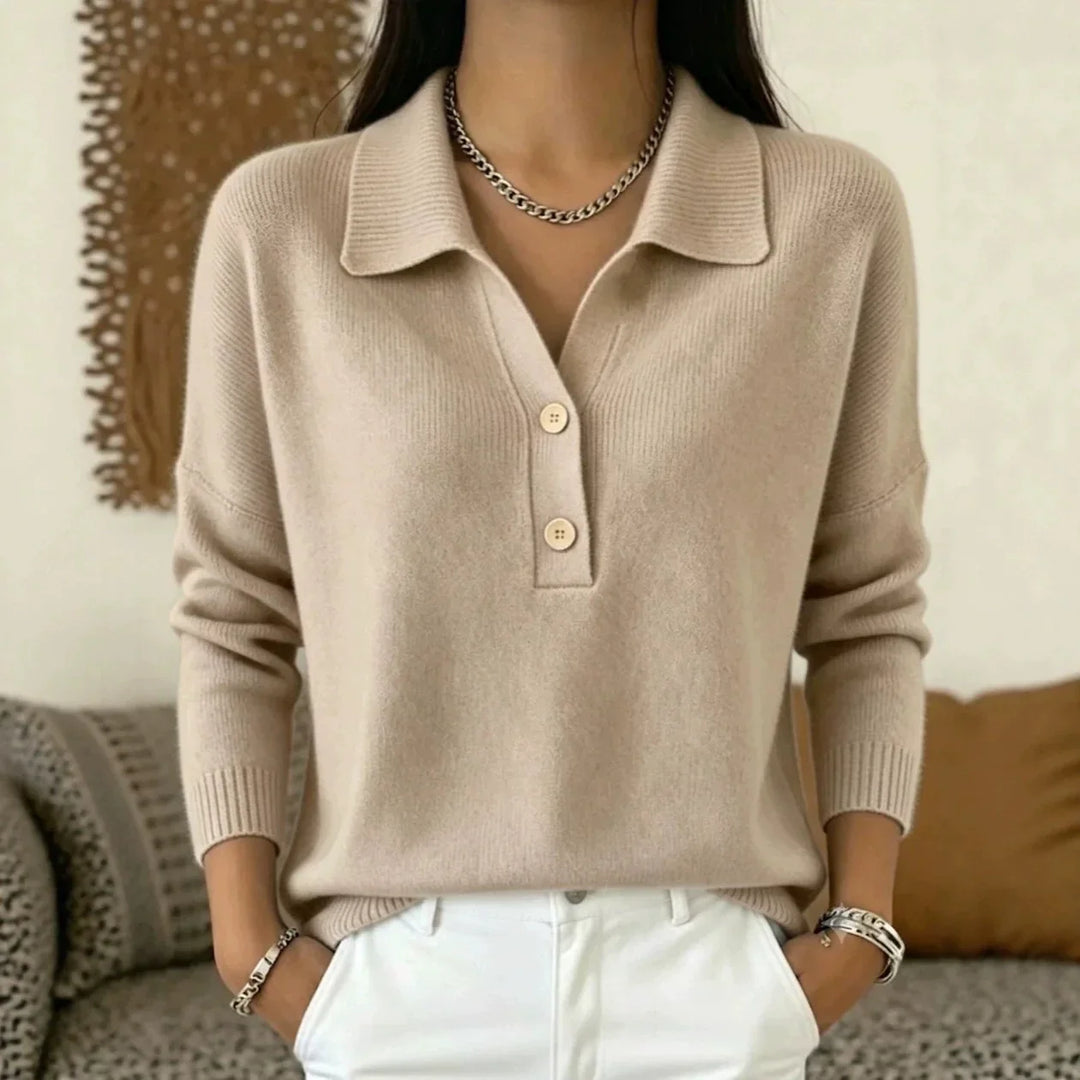 Elowen Button Placket Polo Sweater