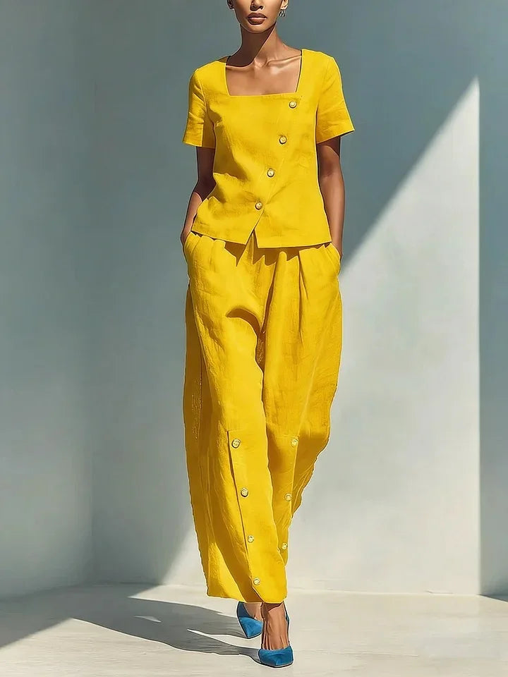 Delia Button Front Trouser Set
