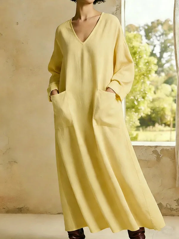 Alessia  Relaxed V Neck Maxi Dress