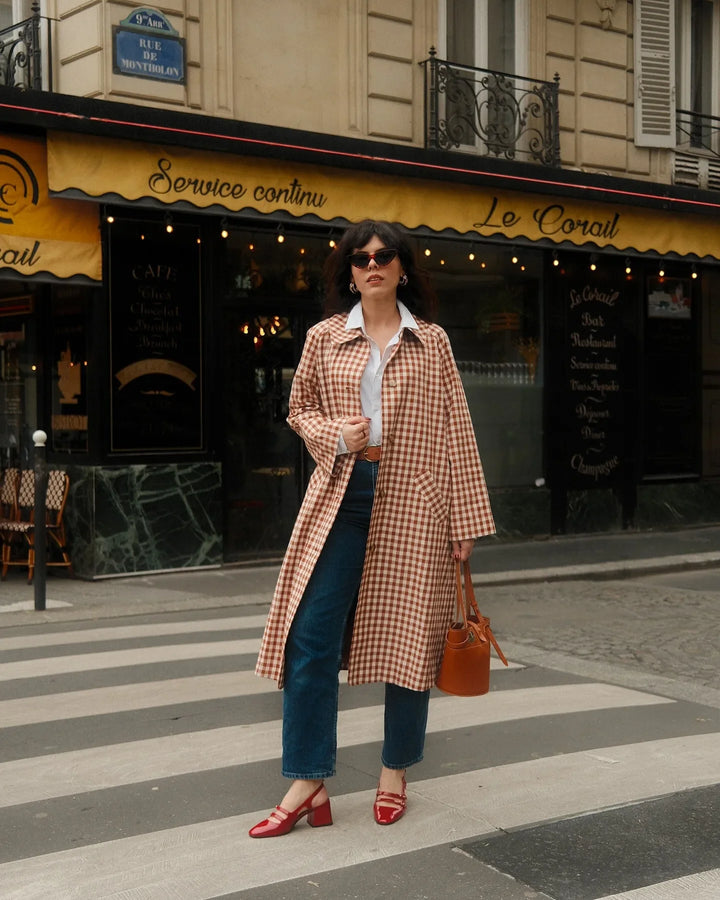 Hazel Gingham Trench Coat
